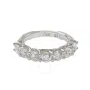 Suzy Levian Rose Sterling Silver White Cubic Zirconia Half Eternity Band Ring In White