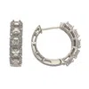 Suzy Levian Sterling Silver White Cubic Zirconia Hoop Earrings In Silver