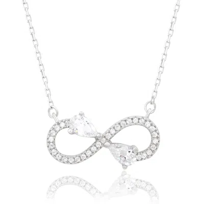 Suzy Levian Sterling Silver White Cubic Zirconia Infinity Multi-cut Necklace In Metallic