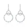 Suzy Levian Sterling Silver White Cubic Zirconia Interlocking Circle Drop Earrings In Metallic