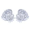 Suzy Levian Sterling Silver White Cubic Zirconia Large Heart Cluster Earrings In Metallic