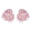 Suzy Levian Sterling Silver White Cubic Zirconia Large Heart Cluster Earrings In Pink