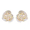 Suzy Levian Sterling Silver White Cubic Zirconia Large Heart Cluster Earrings In Gold
