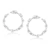 Suzy Levian Sterling Silver White Cubic Zirconia Open Circle Cluster Earrings In White
