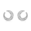 Suzy Levian Sterling Silver White Cubic Zirconia Open Circle Pave Earrings In Metallic