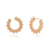 Suzy Levian Sterling Silver White Cubic Zirconia Open Sunburst Circle Earrings In Gold
