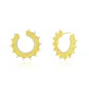 Suzy Levian Sterling Silver White Cubic Zirconia Open Sunburst Circle Earrings In Gold
