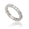 Suzy Levian Sterling Silver White Cubic Zirconia Round Baguette Alternating Eternity Band In Silver