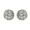 Suzy Levian Sterling Silver White Cubic Zirconia Round-cut Halo Stud Earrings In Silver