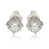 Suzy Levian Sterling Silver White Cubic Zirconia Round Stud Earrings In Metallic