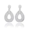 Suzy Levian Sterling Silver White Cubic Zirconia Teardrop Dangle Earrings In Metallic