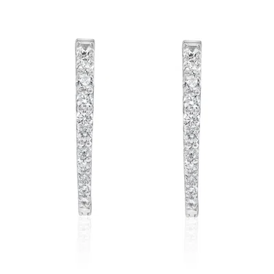Suzy Levian Sterling Silver White Cubic Zirconia Teardrop Shape Earrings