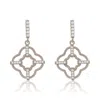 Suzy Levian Sterling Silver White Cubic Zirconia Trellis Filigree Drop Dangle Earrings In Metallic