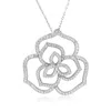 Suzy Levian Sterling Silver White Cubic Zirconia Wild Flower Pendant Necklace.