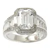 Suzy Levian Sterling Silver White Emerald-cut Cubic Zirconia Engagement Ring