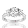 Suzy Levian Sterling Silver White Oval Cut Cubic Zirconia 3-stone Engagement Ring