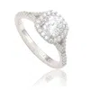 Suzy Levian Sterling Silver White Round Cut Cubic Zirconia Halo Ring In Silver