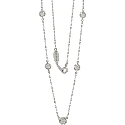 Suzy Levian Sterling Silver White Topaz 5-stone Station Necklace