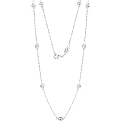 Suzy Levian Sterling Silver White Topaz Station Necklace