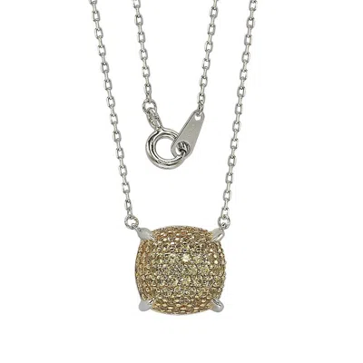 Suzy Levian Sterling Silver Yellow & Diamond Accent Pave Cluster Necklace In Gold