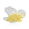 Suzy Levian Sterling Silver Yellow & White Cubic Zirconia Oversized Butterfly Brooch In Yellow