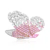 Suzy Levian Sterling Silver Yellow & White Cubic Zirconia Oversized Butterfly Brooch In Pink