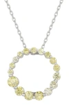Suzy Levian Sterling Silver Yellow Cz Journey Pendant Necklace In Silver/yellow