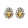 Suzy Levian Sterling Silver Yellow Sapphire 0.66cttw Halo Stud Earrings