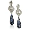 Suzy Levian Sterling Silver Yellow Sapphire And Diamond Accent Tear Drop Dangle Earrings In Blue