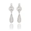 Suzy Levian Sterling Silver Yellow Sapphire And Diamond Accent Tear Drop Dangle Earrings In Metallic