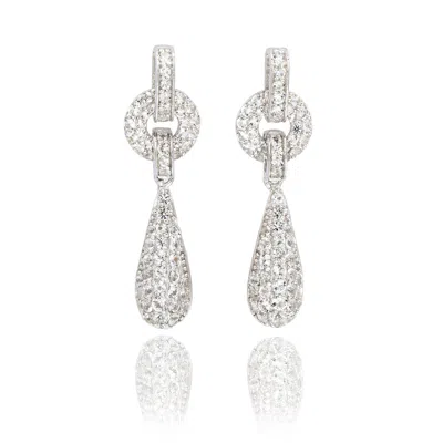 Suzy Levian Sterling Silver Yellow Sapphire And Diamond Accent Tear Drop Dangle Earrings In Metallic