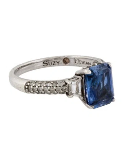 Pre-owned Suzy Levian Synthetic Sapphire & Synthetic White Sapphire Ring In Multi