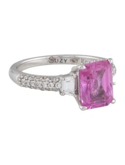 Pre-owned Suzy Levian Synthetic Sapphire Engagement Ring In Multicolor