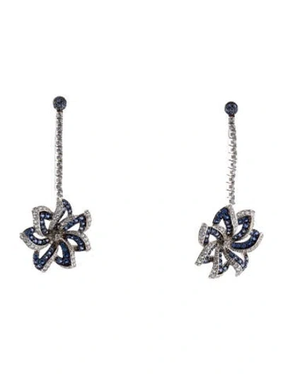 Pre-owned Suzy Levian Synthetic Sapphire Flower Drop Earrings In Multi