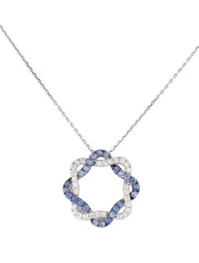 Pre-owned Suzy Levian Synthetic Sapphire Whimsical Circle Pendant Necklace, 18" In Multi