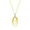 Suzy Levian The Golden Helix Yellow Sterling Silver & Cubic Zirconia Coil Triple Open Oval Pendant Necklace In Gold
