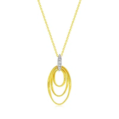 Suzy Levian The Golden Helix Yellow Sterling Silver & Cubic Zirconia Coil Triple Open Oval Pendant Necklace