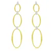 Suzy Levian The Golden Helix Yellow Sterling Silver & White Cubic Zirconia Double Oval Drop Earrings In Neutral