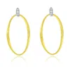 Suzy Levian The Golden Helix Yellow Sterling Silver & White Cubic Zirconia Oval Drop Earrings In Gold
