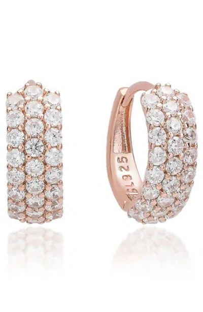 Suzy Levian Three Row Pavé Huggie Hoop Earrings In Pattern