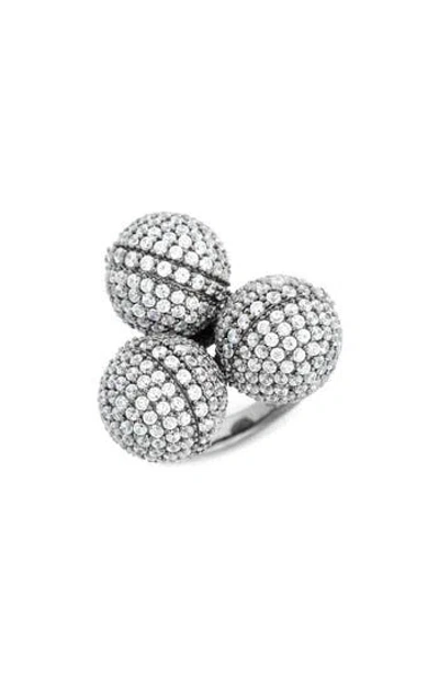 Suzy Levian Triple Threat Cubic Zirconia Ring In Silver