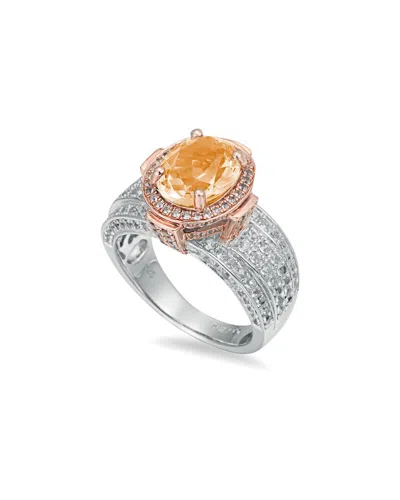 Suzy Levian Two-tone Silver 4.70 Ct. Tw. Citrine & White Topaz Ring