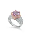 Suzy Levian Two-tone Silver 4.85 Ct. Tw. Gemstone Statement Ring In Silver