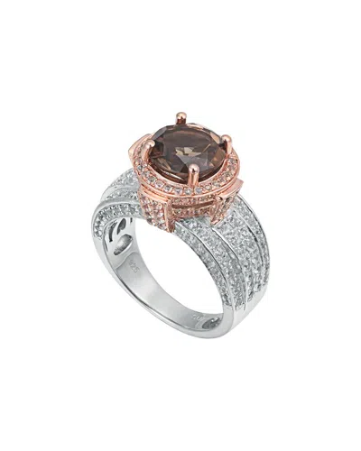 Suzy Levian Two-tone Silver 4.85 Ct. Tw. Gemstone Statement Ring In Metallic