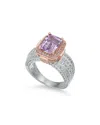 Suzy Levian Two-tone Silver 4.88 Ct. Tw. Gemstone Statement Ring In Silver