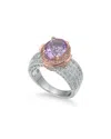 Suzy Levian Two-tone Silver 4.90 Ct. Tw. Gemstone Statement Ring In Silver