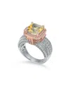 Suzy Levian Two-tone Silver 5.00 Ct. Tw. Citrine & White Topaz Ring