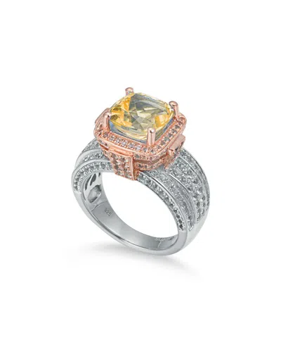 Suzy Levian Two-tone Silver 5.00 Ct. Tw. Citrine & White Topaz Ring