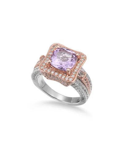 Suzy Levian Two-tone Silver 5.57 Ct. Tw. Gemstone Statement Ring