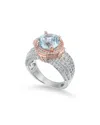 Suzy Levian Two-tone Silver 5.71 Ct. Tw. Gemstone Statement Ring In Silver